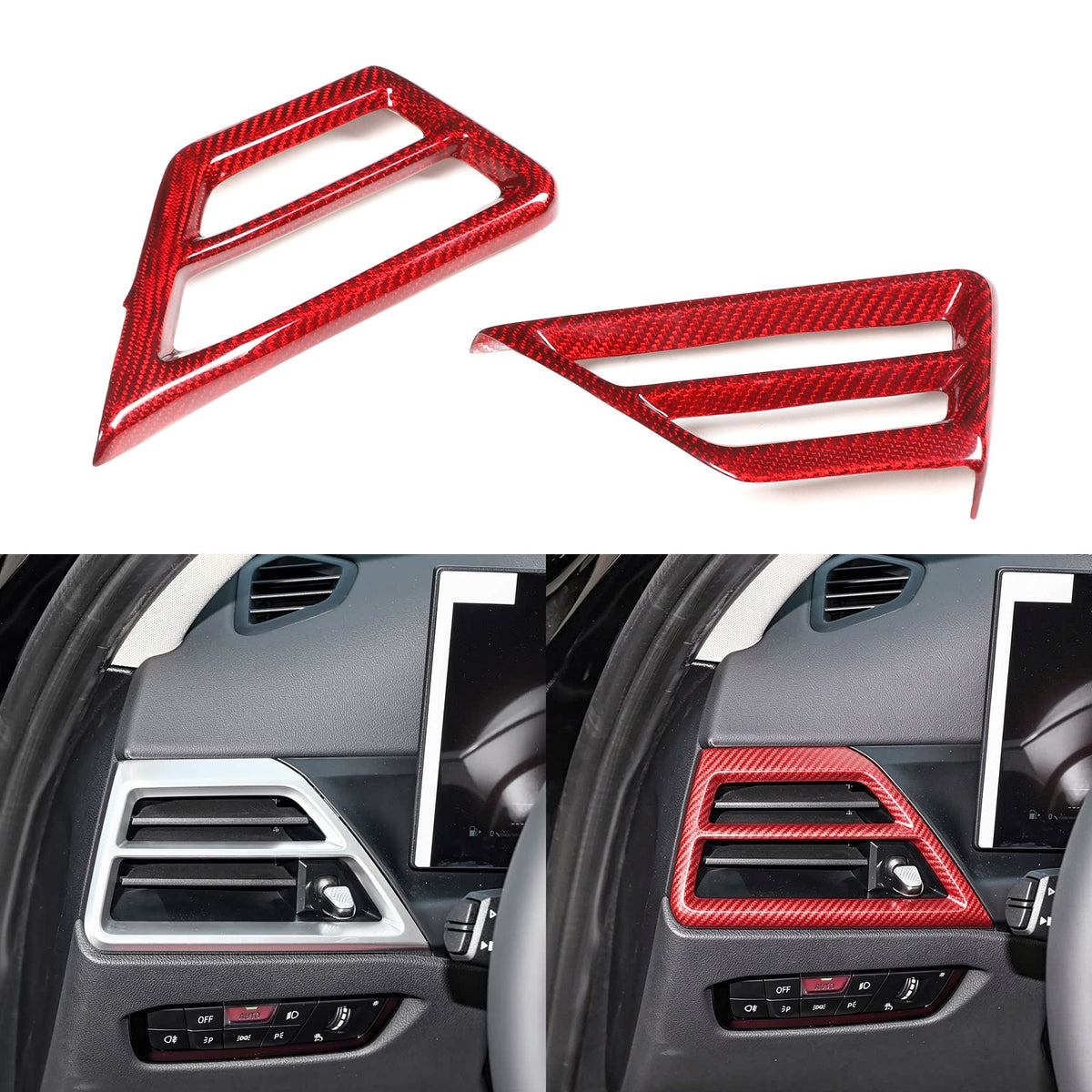 Red Real Carbon Fiber Side Air Vent Trim Cover For BMW 3 Series 2025+ 8