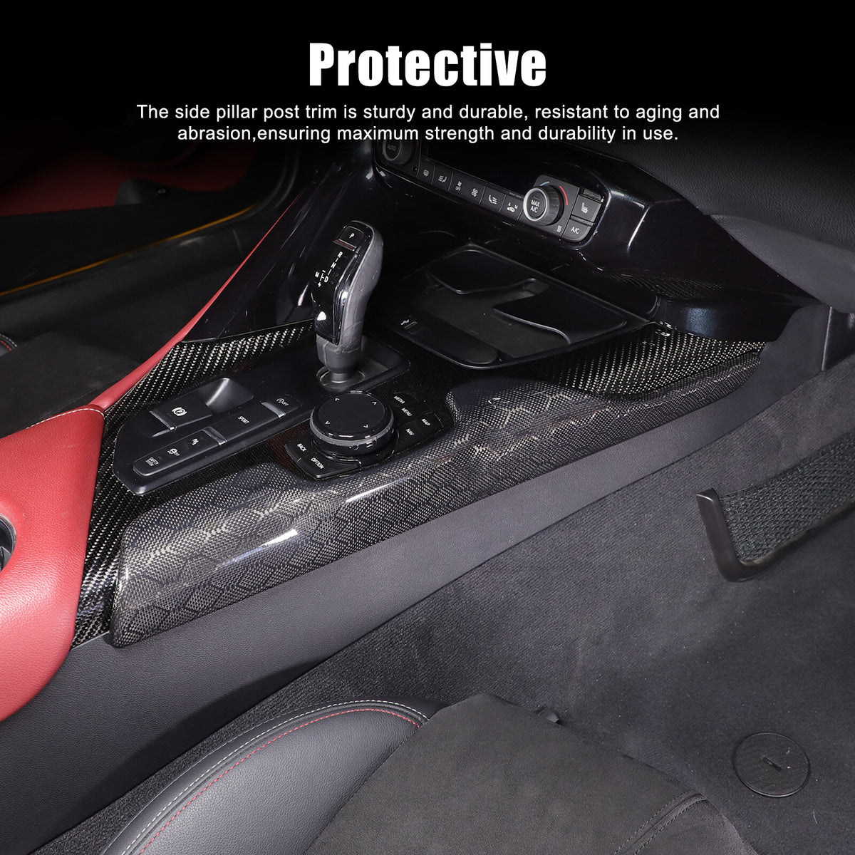 Real Carbon Fiber Console Gear Shift Frame Side Cover For Toyota Supra A90 19-25 22
