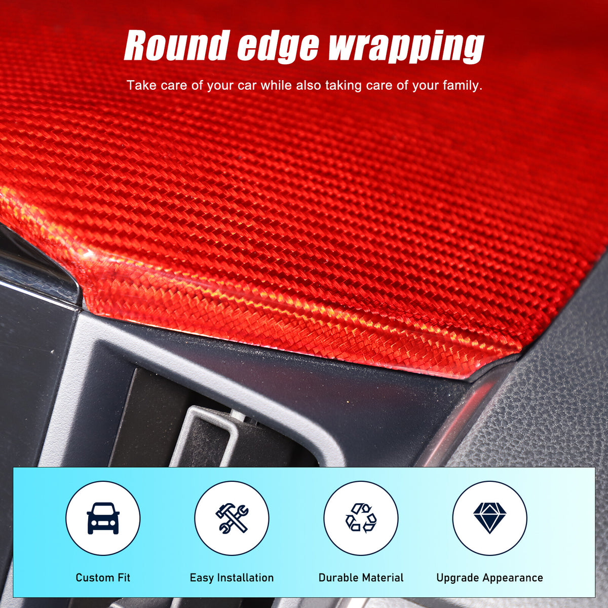 Red Real Carbon Fiber Center Navigation Screen Trim For Subaru Crosstrek GU 24+ 18