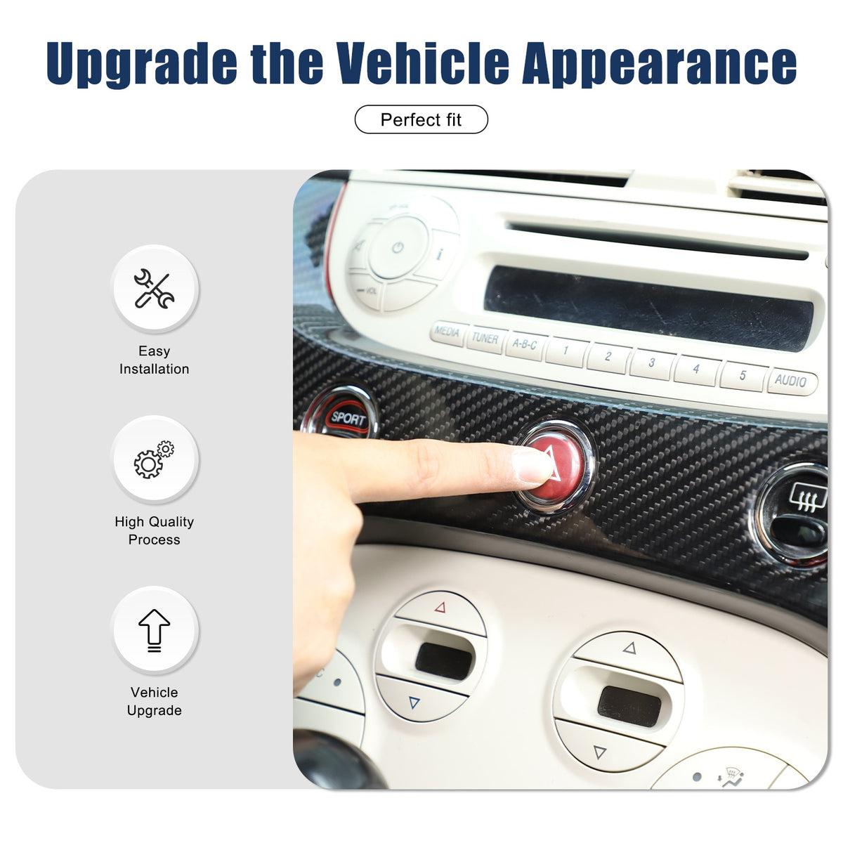 Real Carbon Fiber Dashboard Panel Trim Cover For Fiat 500 312 2007-2015 4
