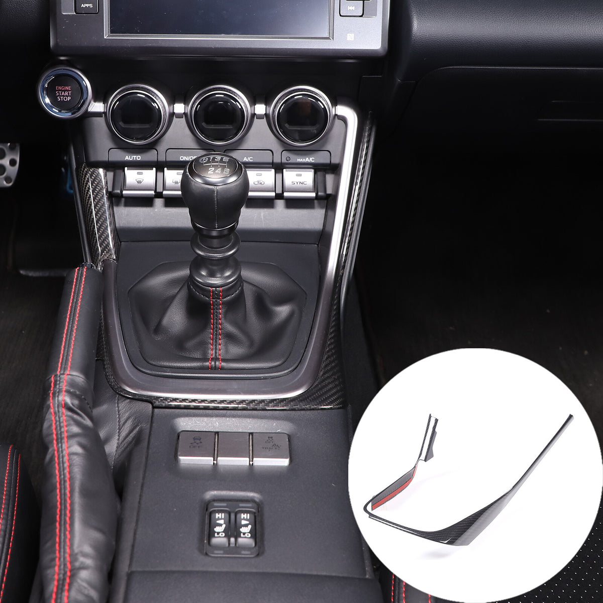 Real Carbon Fiber Center Shifter Side Bezel Frame Trim For Subaru BRZ 2022+ 3