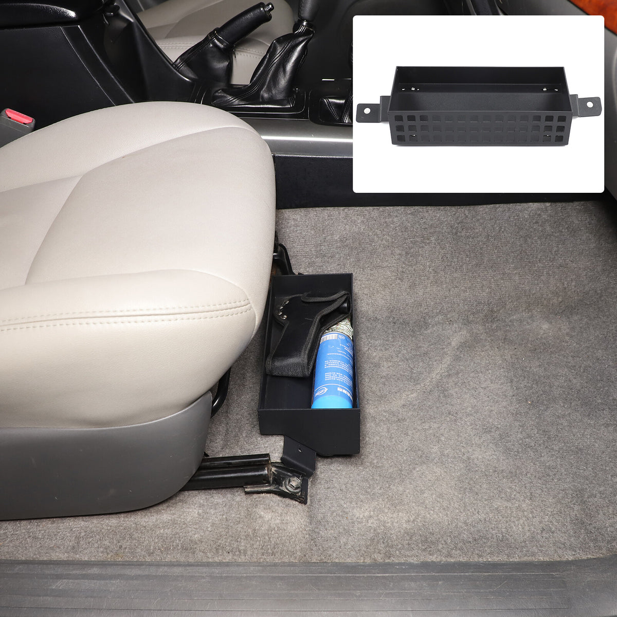 Black Alloy Under-seat Storage Basket Tray For Toyota Prado FJ120 2003-09 US 8