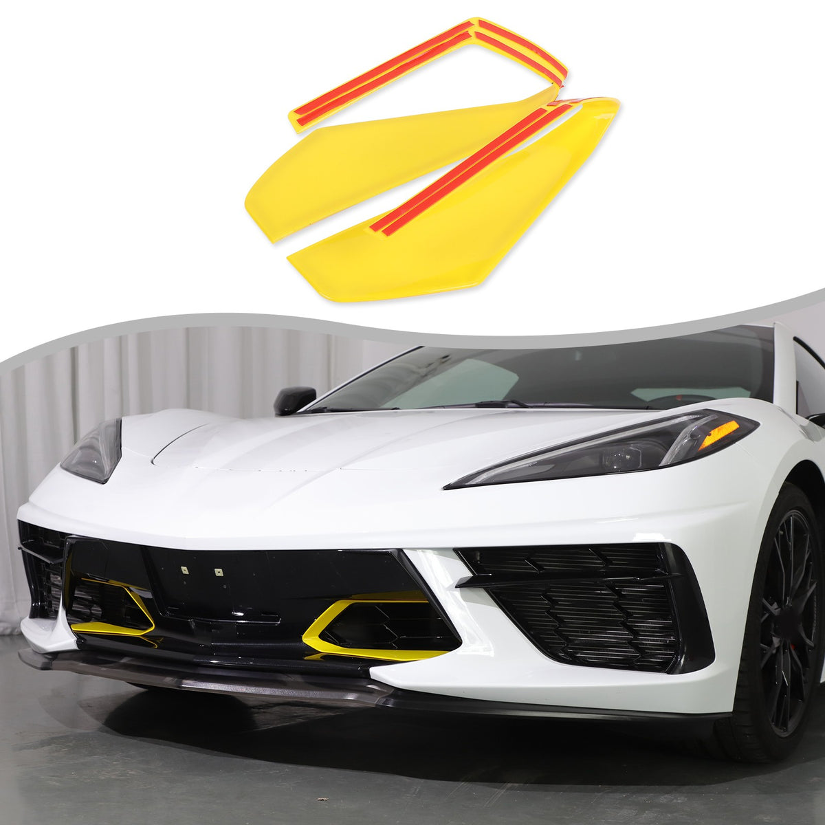 Yellow ABS Front Bumper Middle Grille Trim Cover For Corvette C8 2020+ 10