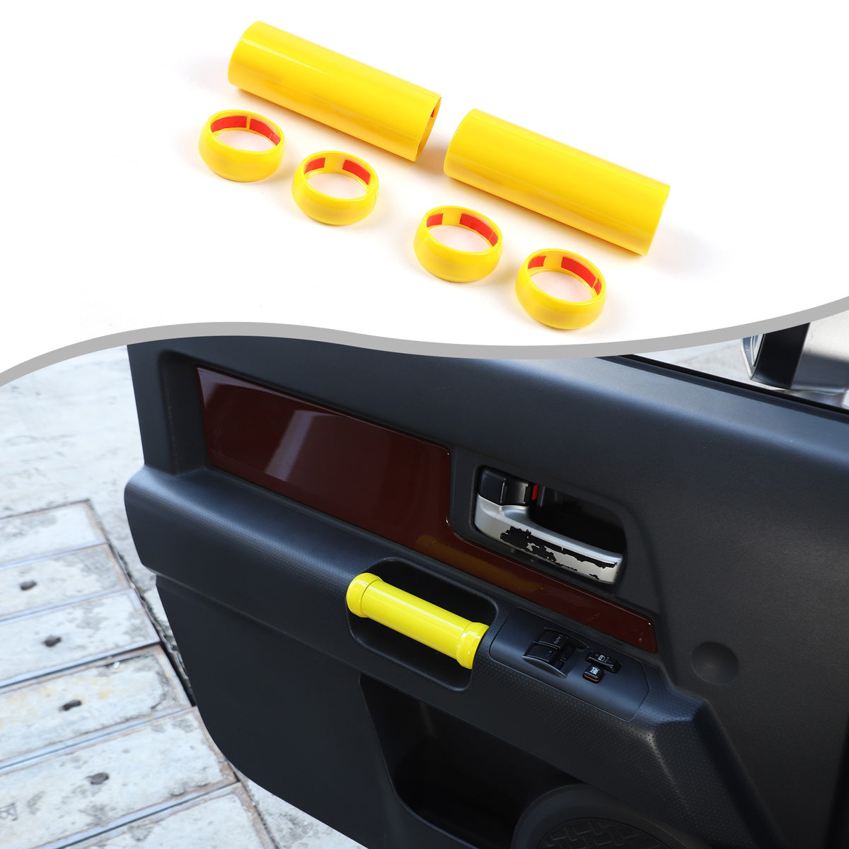 Yellow Interior Door Panel Handle Cover Trim For Toyota FJ Cruiser 2007-2021 US 9
