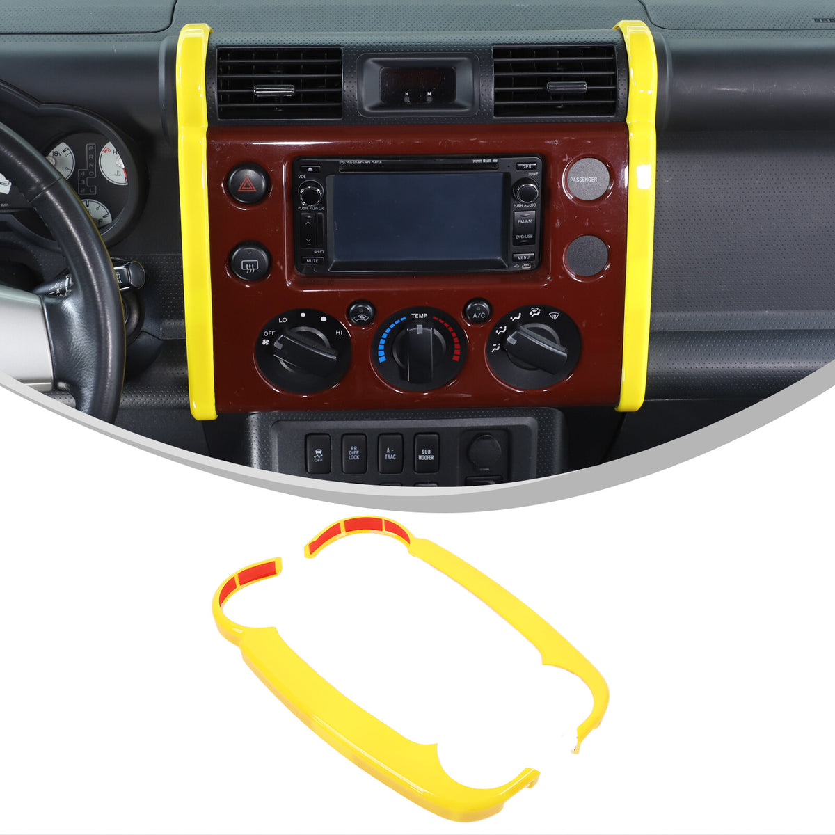 Yellow ABS Interior Center Console Trim Cover for Toyota FJ Cruiser 2007-2021 38