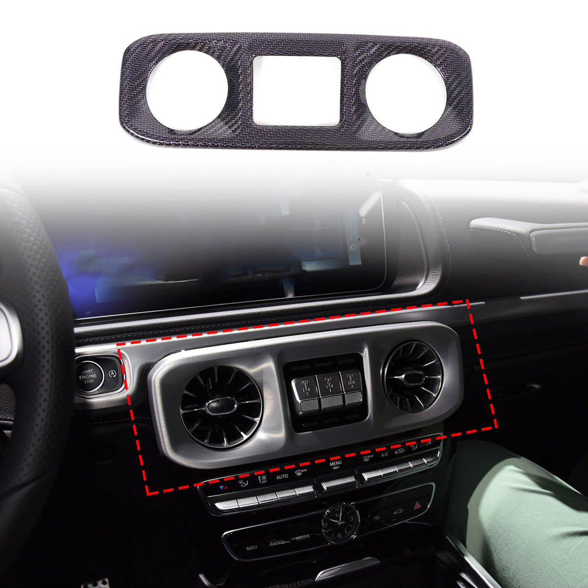 Real Carbon Fiber Center air outlet Trim Cover For Benz W463 G550 G63 19-20 2