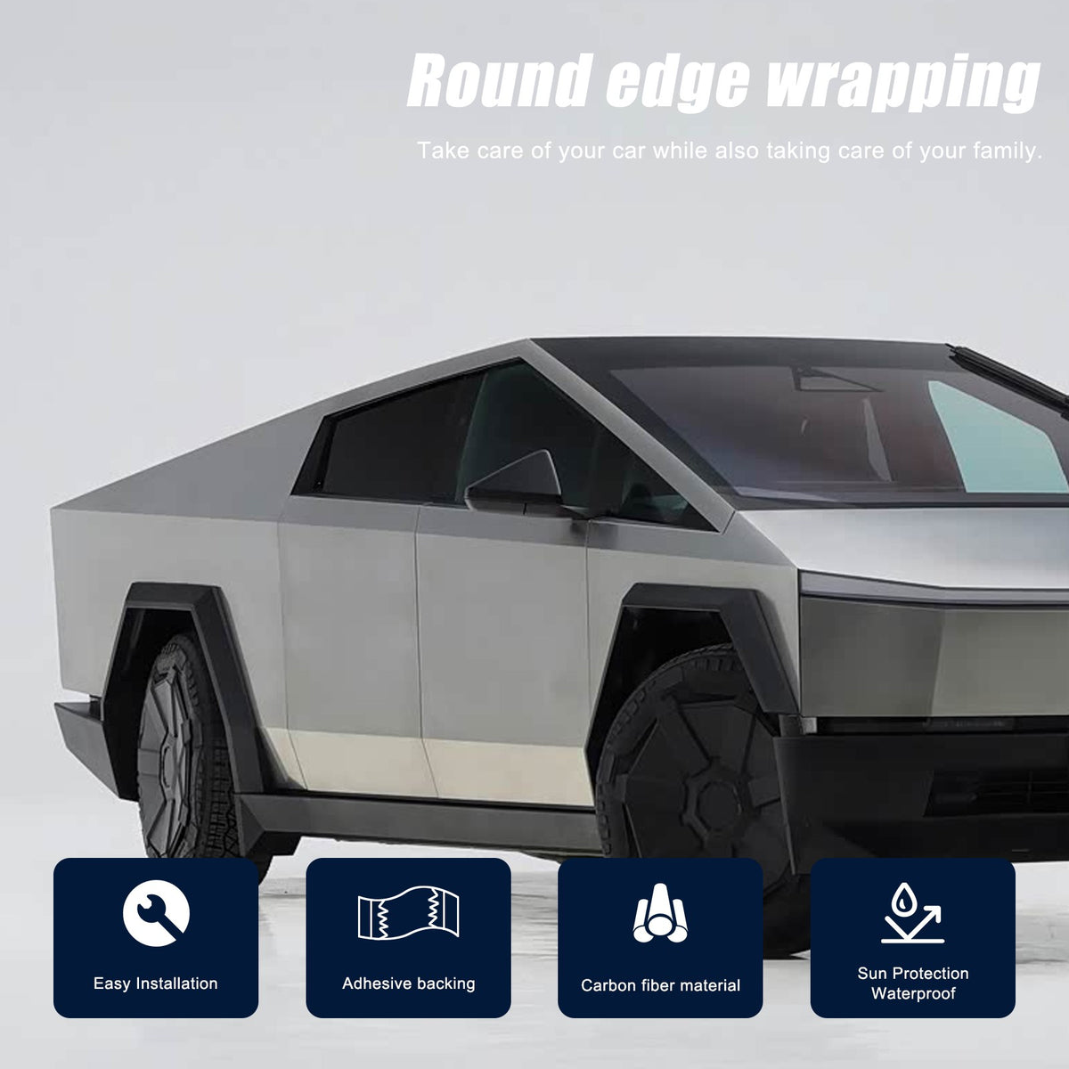 Real Carbon Fiber Side Mirror Cover Trim For Tesla Cybertruck 2024+ 3