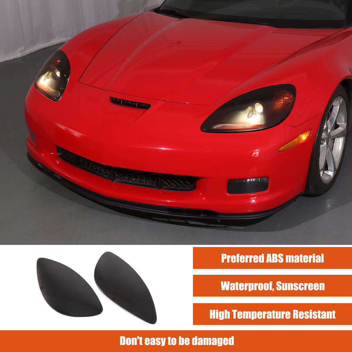 Smoked Blackout Headlight Lamp Cover Bezel Overlay Trim For Corvette C6 2005-13 3