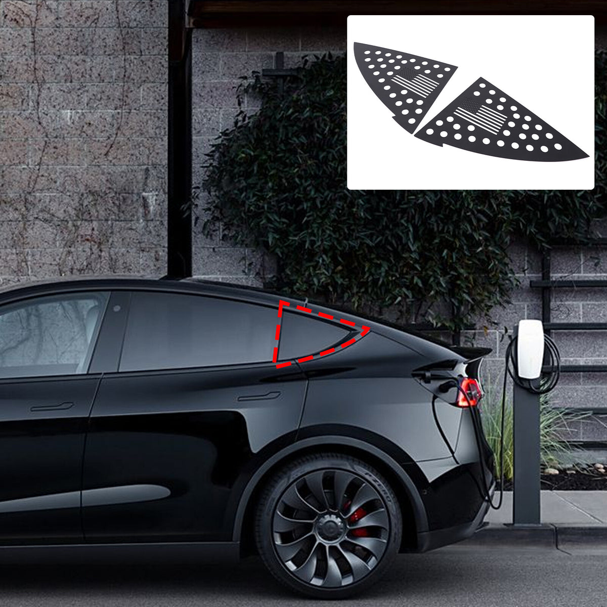 Honeycomb Exterior Rear Quarter Door Window Pillar Trim For Tesla Model Y 12