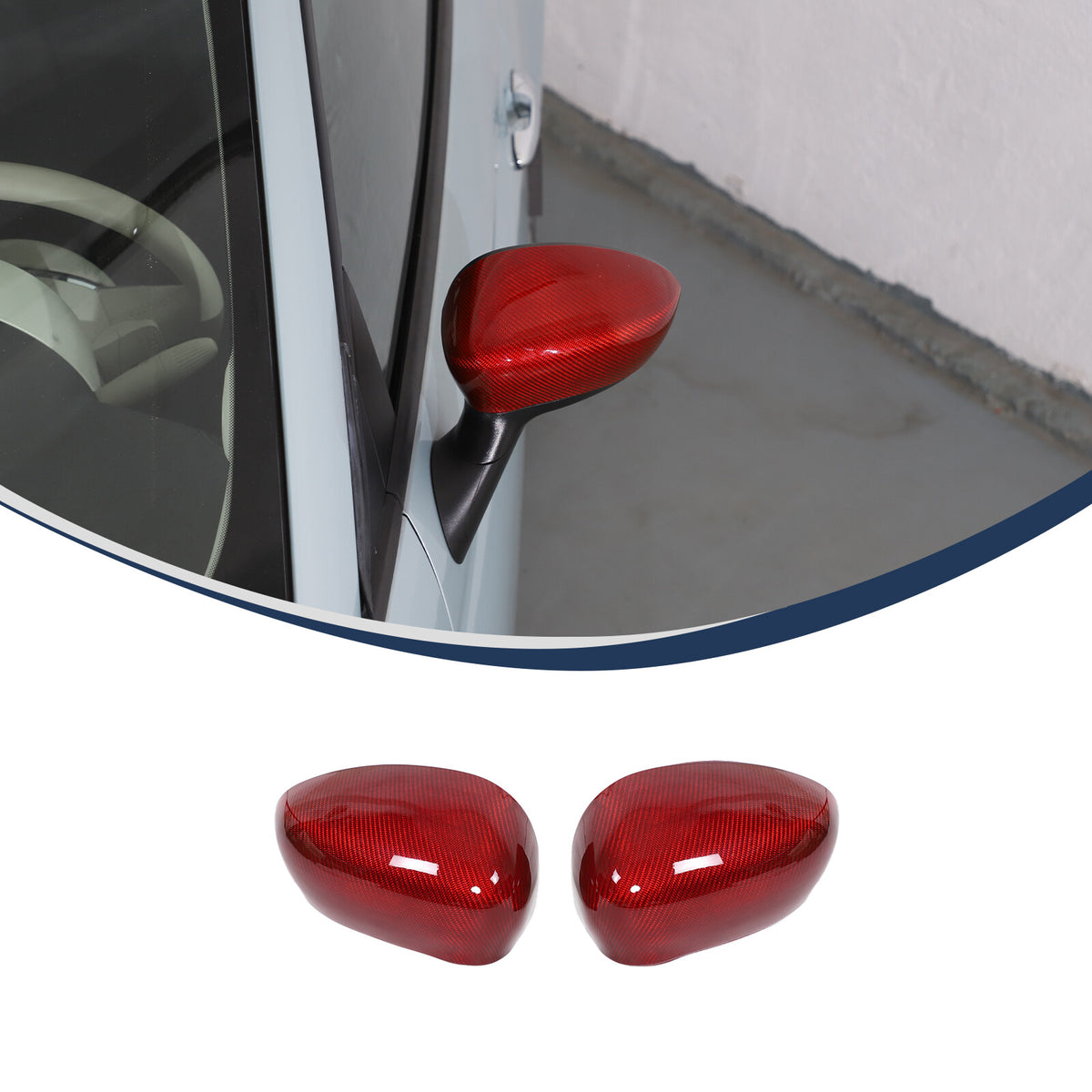 Red Carbon Fiber Exterior Side Rear Mirror Trim For Fiat 500 Abarth 595 2010+ US 5