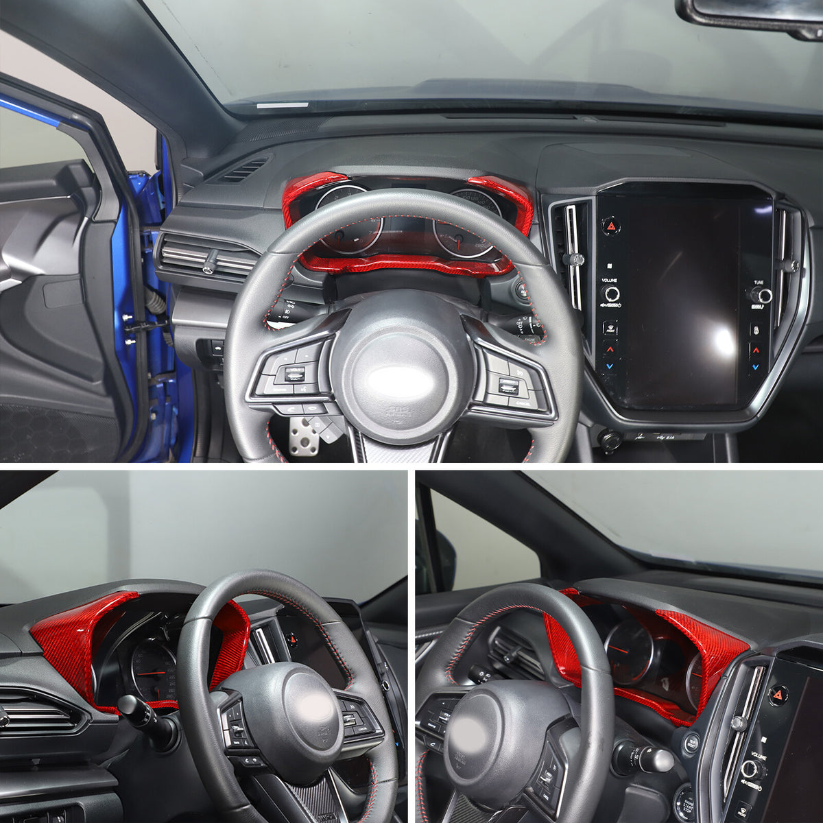 Red Real Carbon Fiber Center Console Dashboard Trim For Subaru WRX 2022+ 23