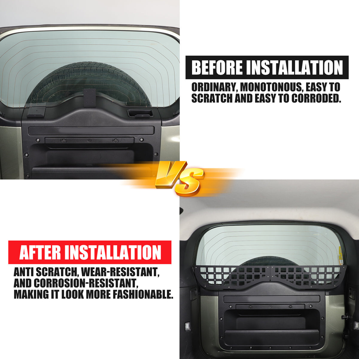 Alloy Tailgate Window Storage Fence Molle Panel Rack For LR Defender L663 2020+ 21