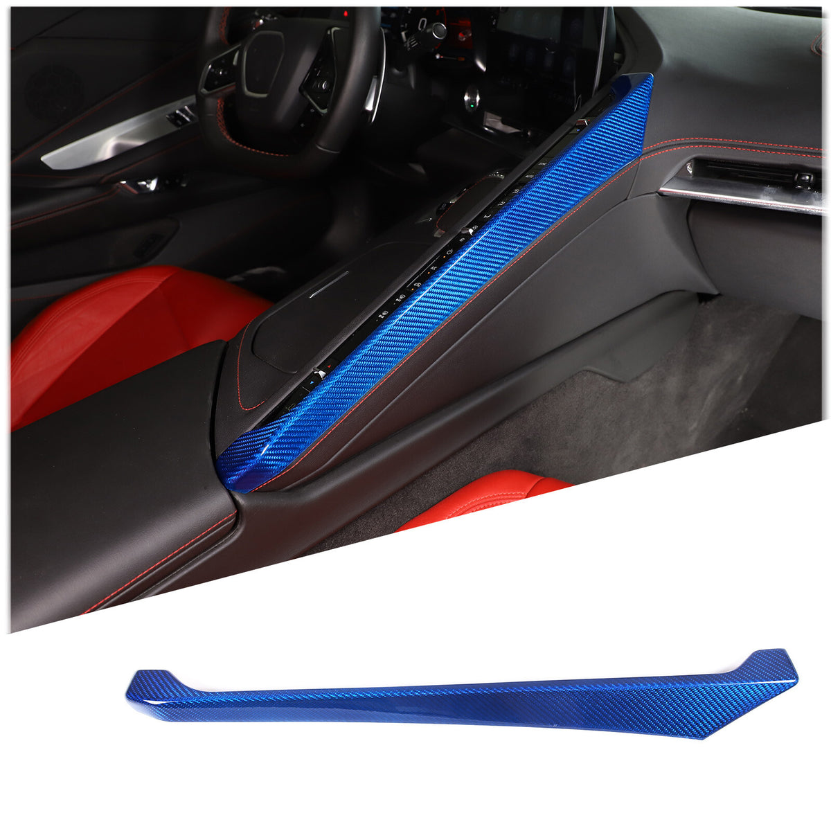 Blue Real Carbon Fiber Full Interior Set Decor Trim Kit for Corvette C8 20-25 - Variants 6-10 37