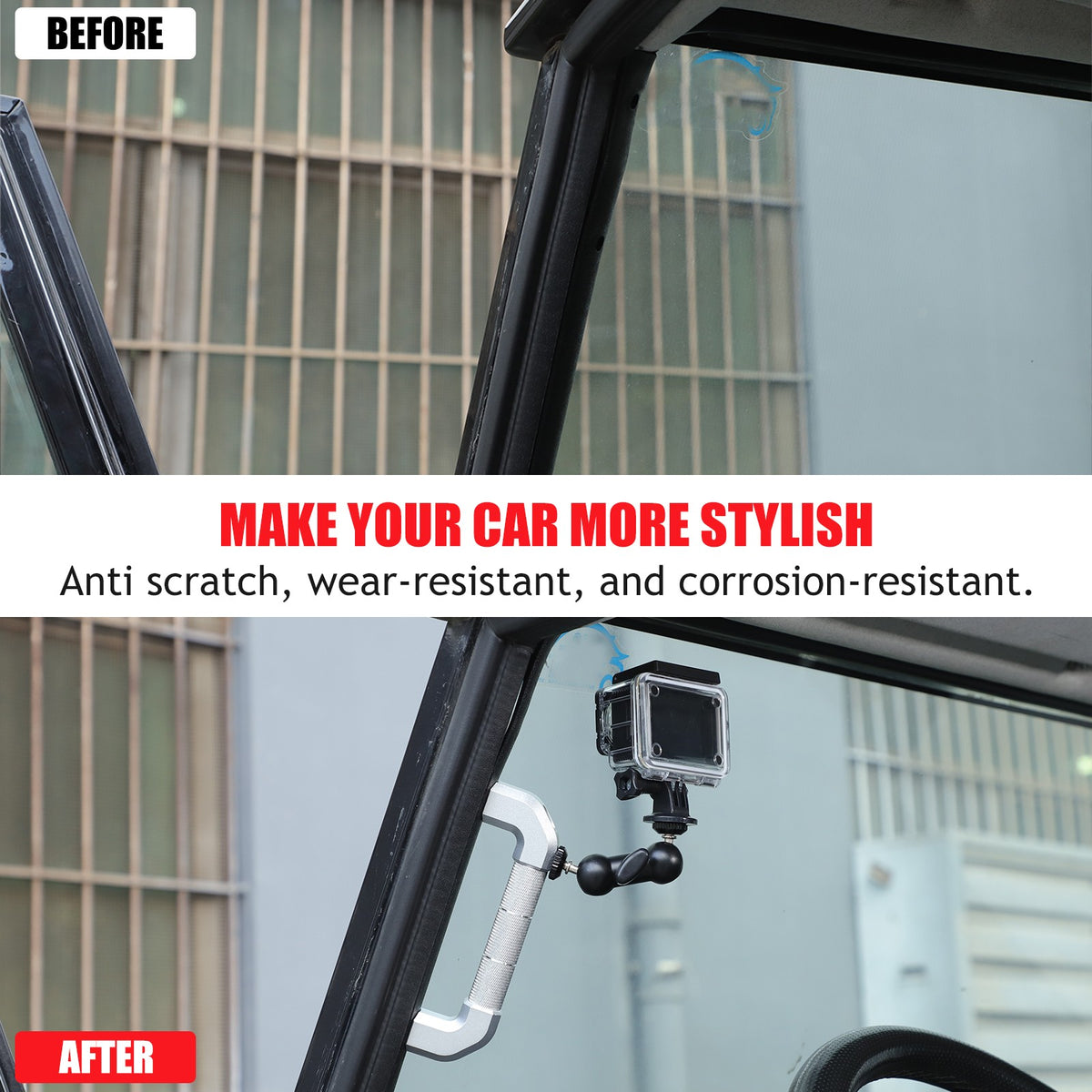 Silver Aluminum A-Pillar Handle W Cam Mount For LR Defender L316 2004-2018 4