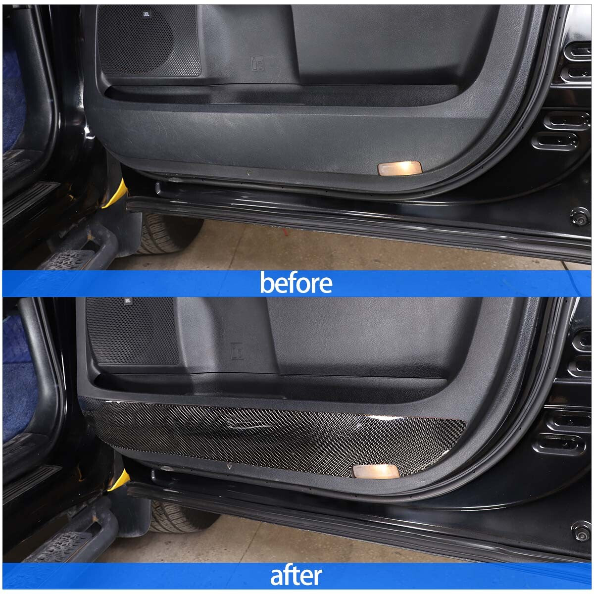 4PCS Carbon Fibre Door Panel Bottom Anti-kick Trim For Toyot-a Tundra 2007-2013 4