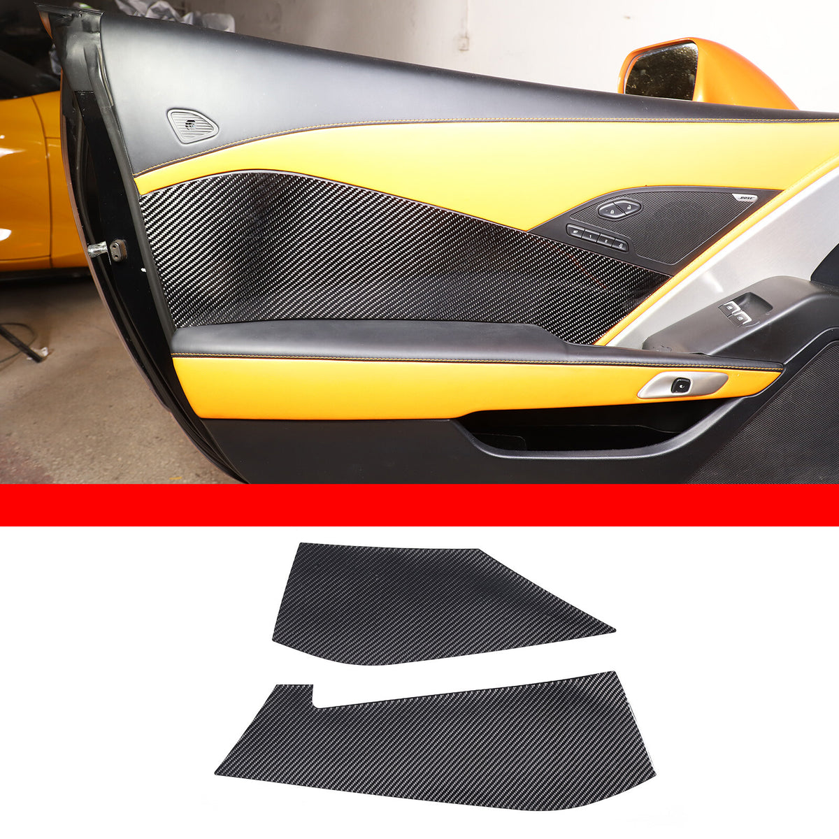 2PCS Carbon Fiber Interior Door Panels Sticker Trim For Corvette C7 2014-2019 US 3