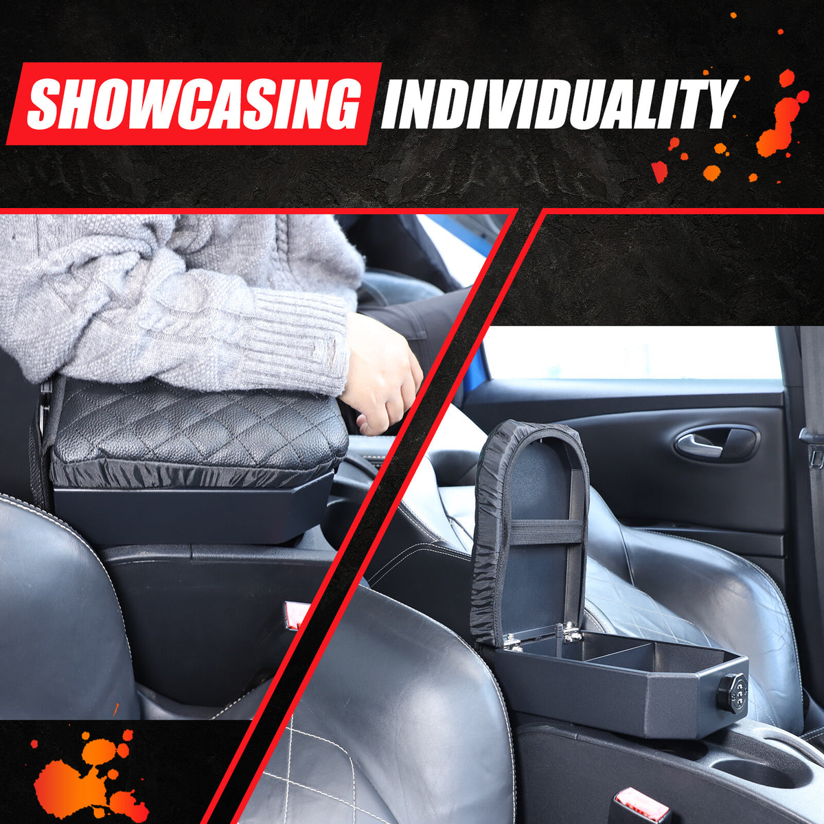 Aluminum Locking Center Armrest Vault Safe Storage Box For SEAT Leon 2008-2012 12