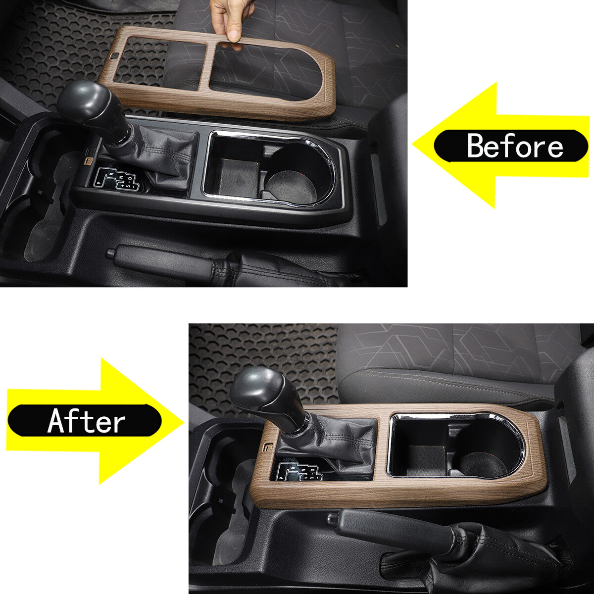 Wood Grain Interior Center Console Cover Trim For Toyota Tacoma 2016-2023 39