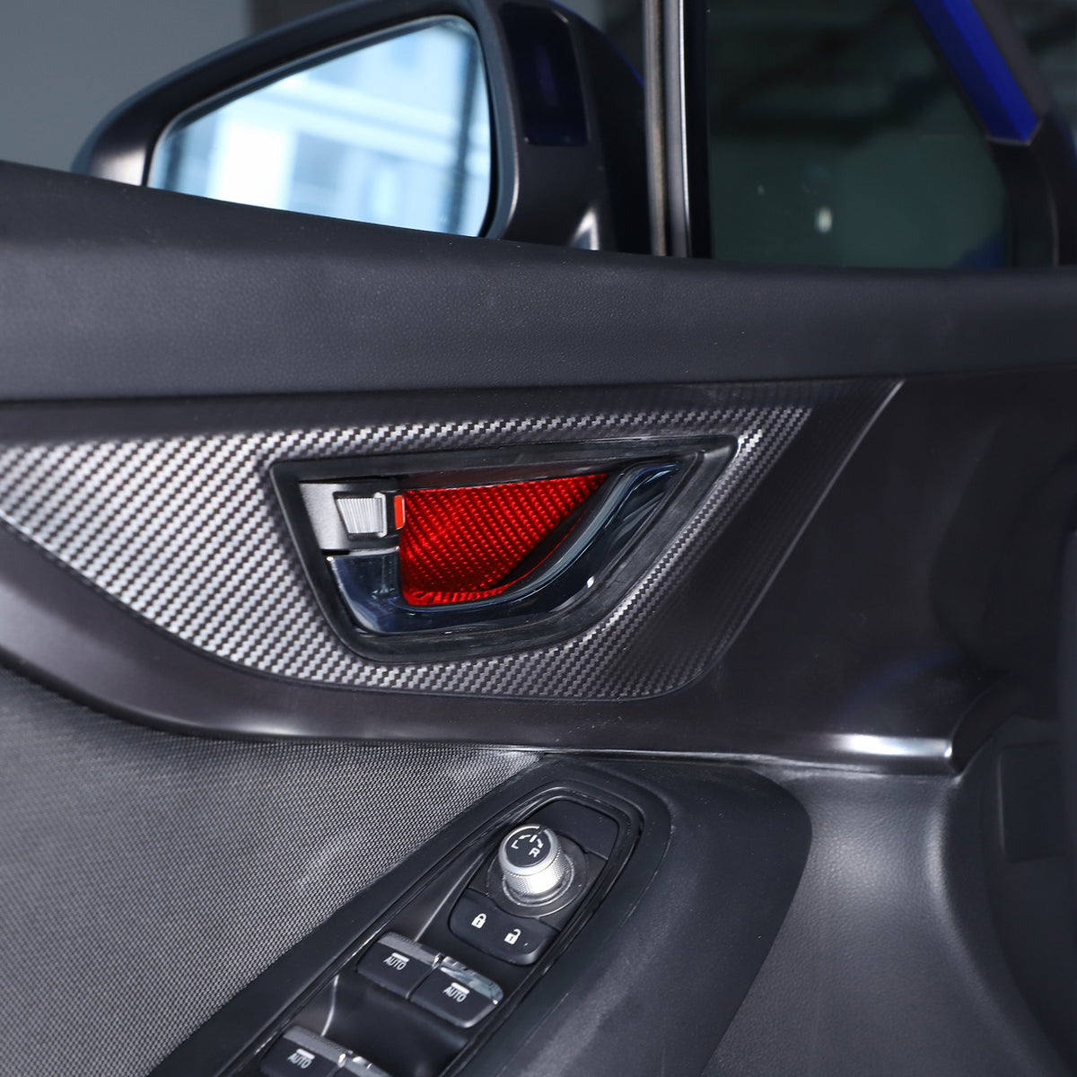 Red Real Carbon Fiber Inner Door Bowl Trim Cover For Subaru WRX VB 2022+ 9