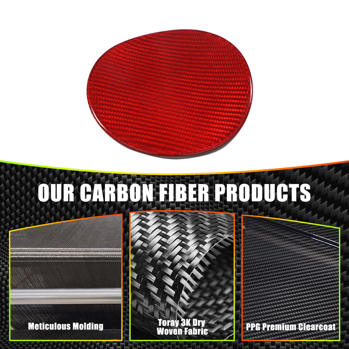 Replacement Red Real Carbon Fiber Fuel Tank Cap Lid Cover For Corvette C8 20+ US 12
