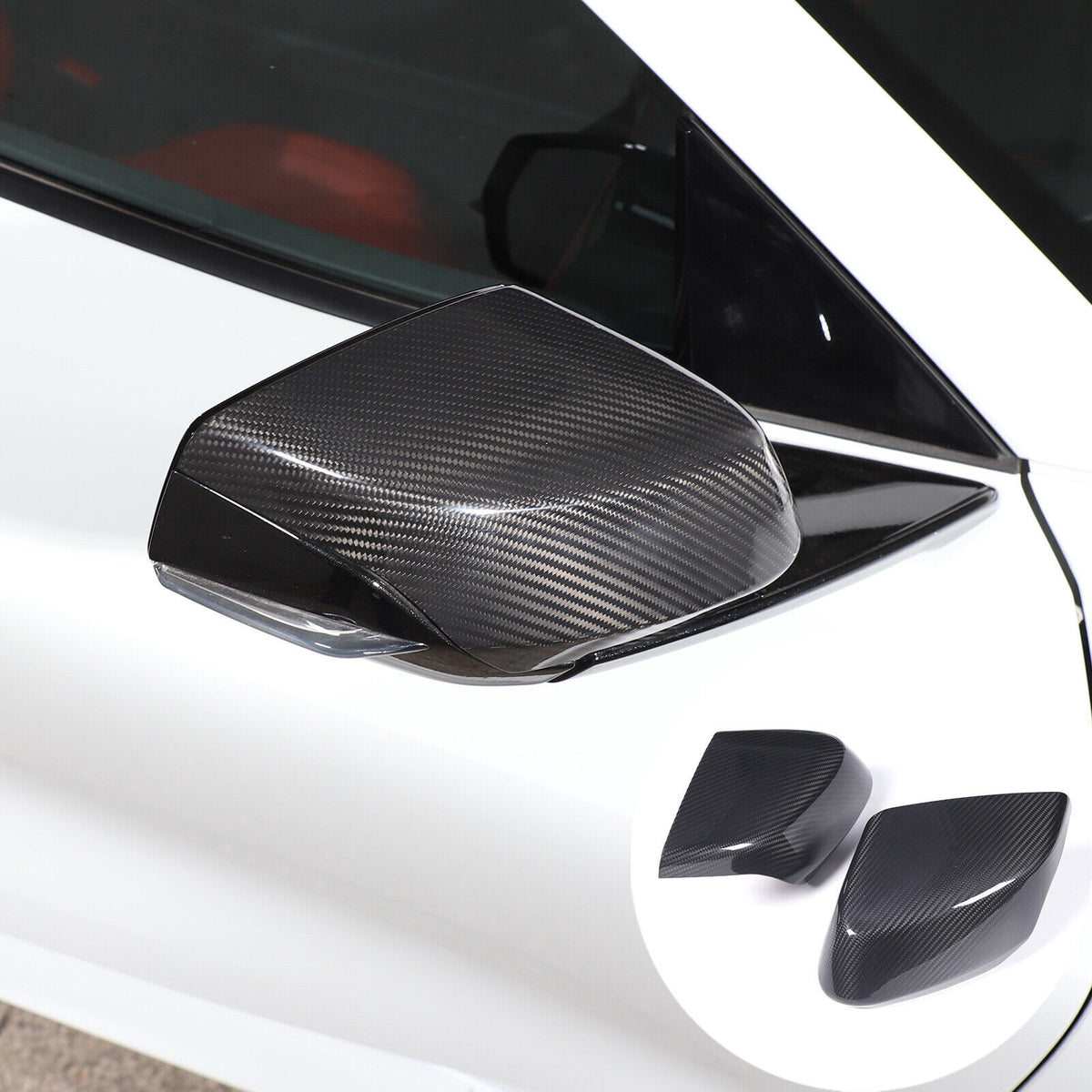 For C8 Corvette Stingray Z51 Z06 20+ Carbon Side Mirror Cover Lower Base Set US 14