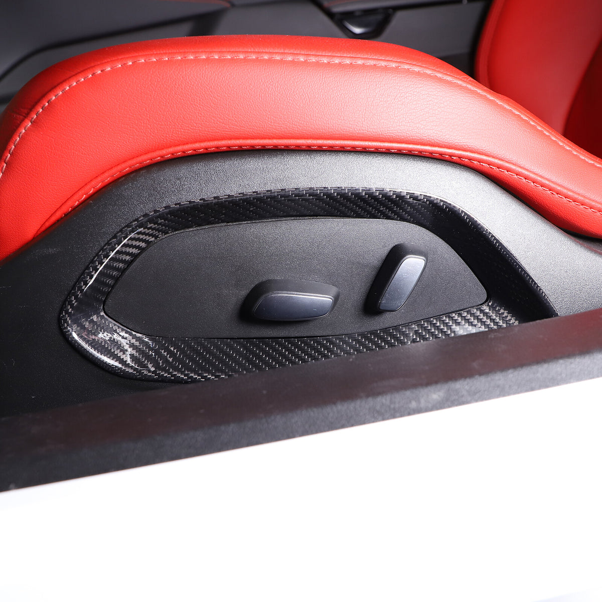 Real Carbon Fiber Seat Adjustment Button Trim Cover For Corvette C8 2020-26 7