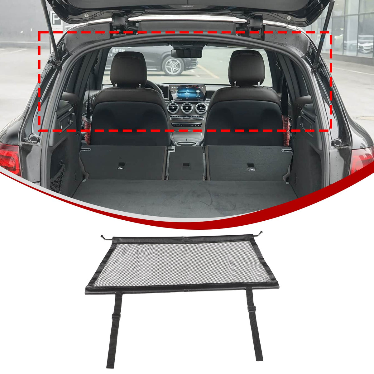 Rear Trunk Cargo Organizer Isolation Cargo Net For Benz GLC X253 2016-2022 13