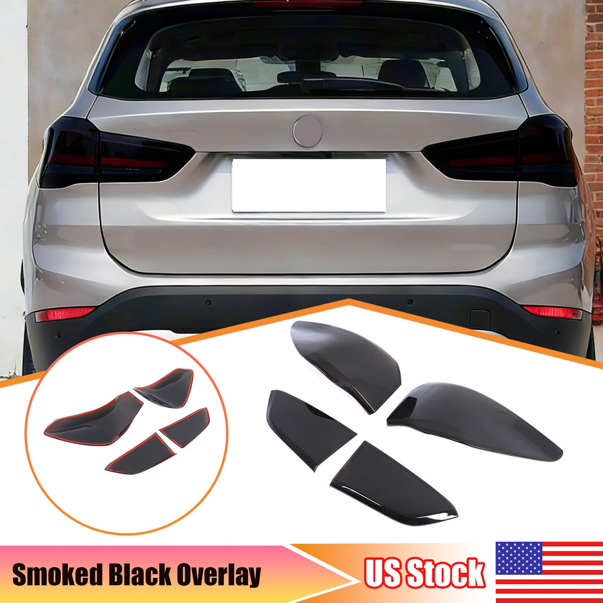 Smoked Black Rear Tail Light Guard Cover Trim Bezel For BMW X1 F48 20-22 US 1