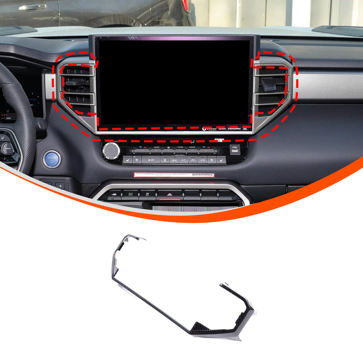 ABS Carbon Fiber Center Air Vent Panel Cover Trim For Toyota Tundra/Sequoia 23+ 17