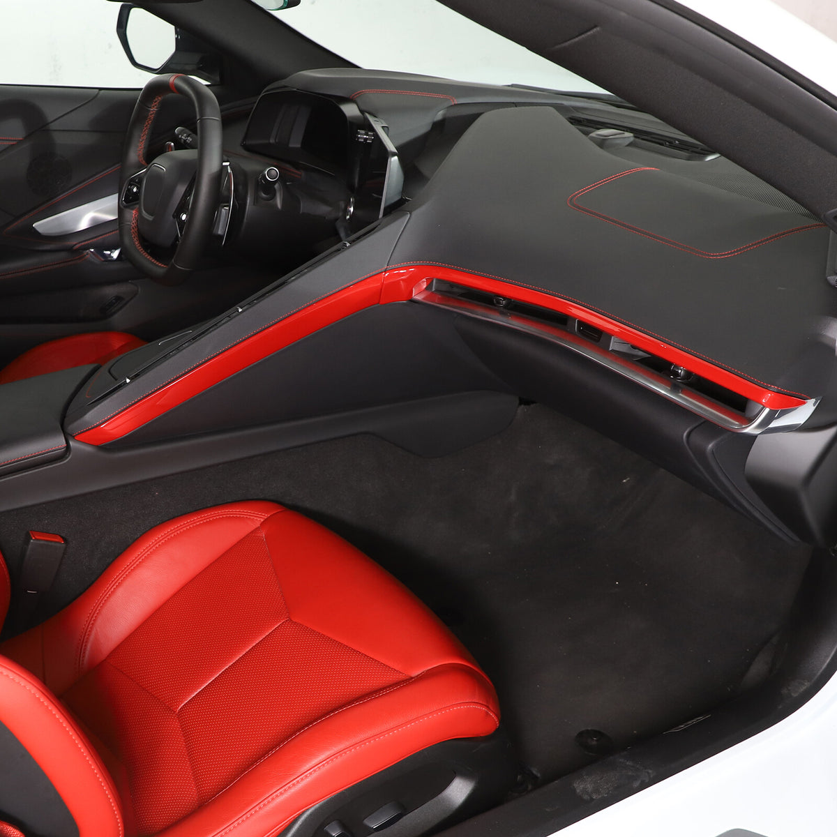 Red Full Interior Set Dash Panel Decor Cover Trim Kit For Corvette C8 2020-25 - Variants 11-15 25