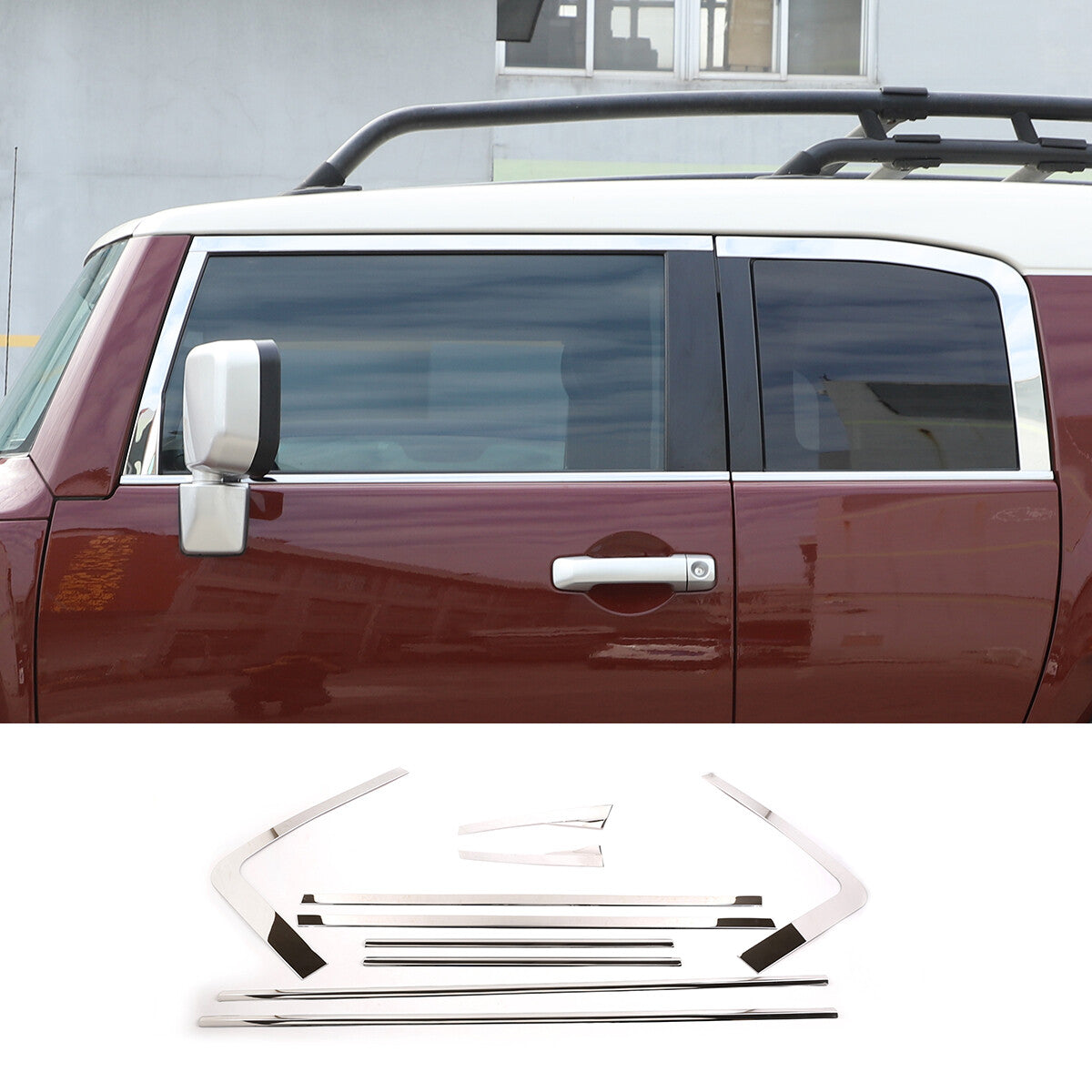 For Toyota FJ Cruiser 07-21 Silver Steel Lower Window Strip Sill Molding Trim US 5