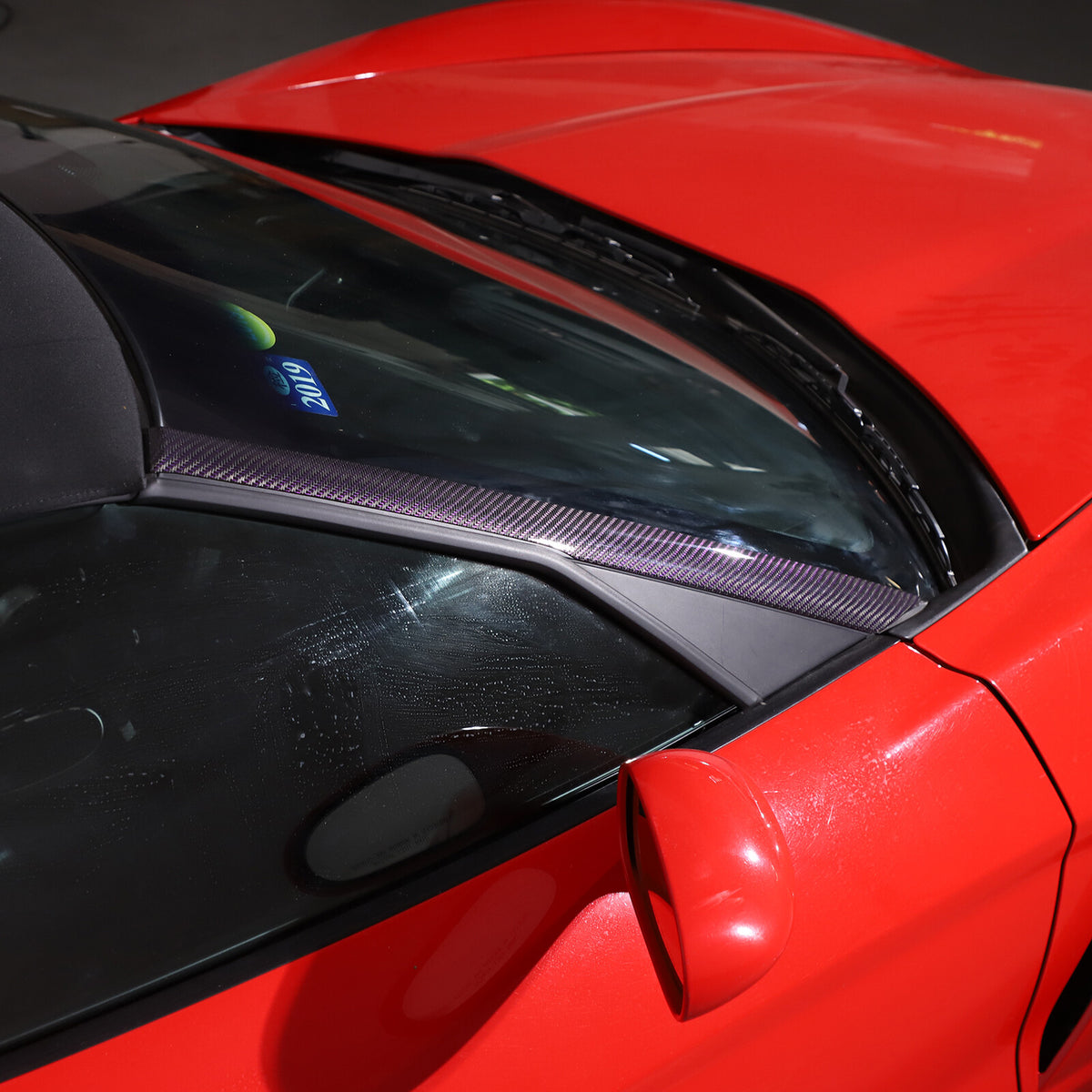 Purple Real Carbon Fiber Window Triangle A-Pillar Cover For Corvette C6 2005-13 7