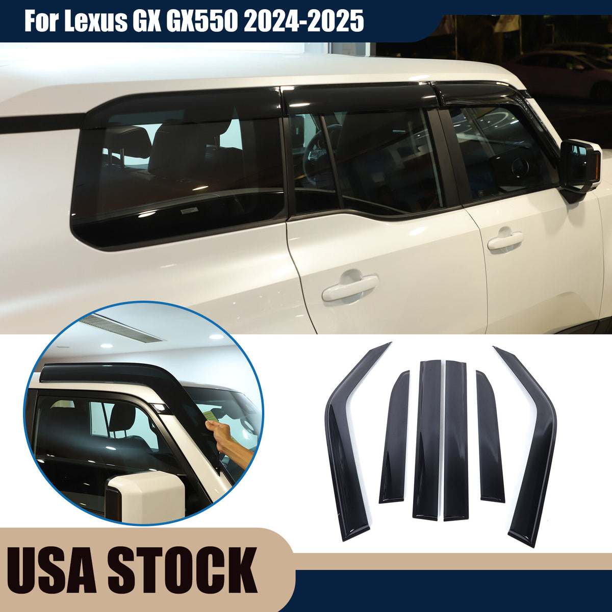 For Lexus GX GX550 2024-2025 Window Visor Vent Shades Sun Rain Guard Black US 1