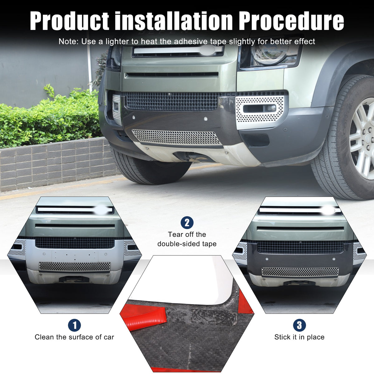 Real Carbon Fiber Front Bumper License Plate Base Trim For LR Defender L663 20+ 24