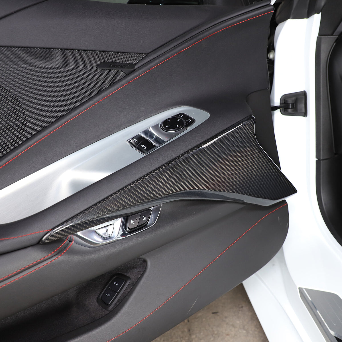Real Dry Carbon Fiber Interior Door Panel Decor Cover Trim For Corvette C8 20-26 2