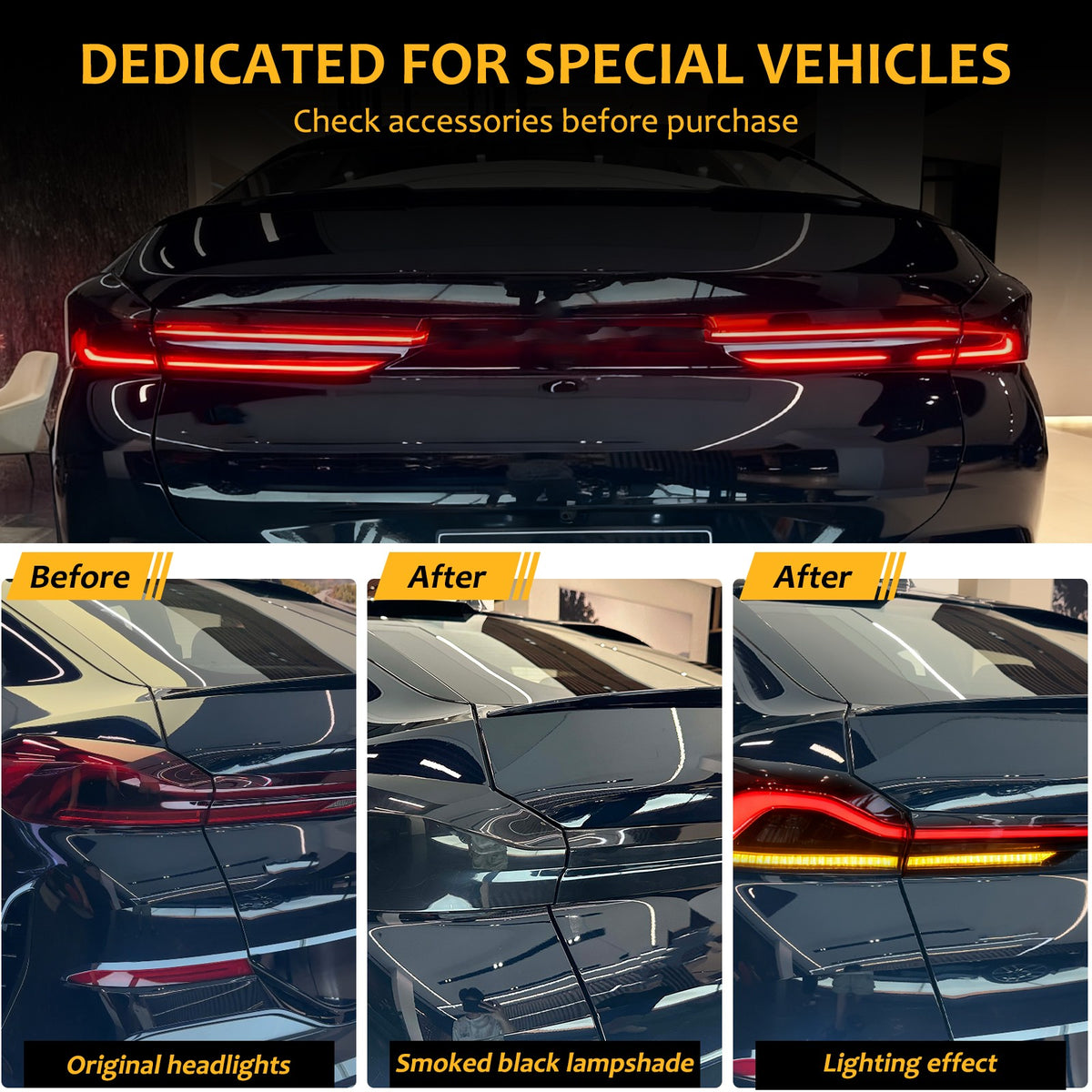 Smoked Rear Tail Light Guard Decor Cover Trim Bezels For BMW X6 G06 2020-2026 US 22
