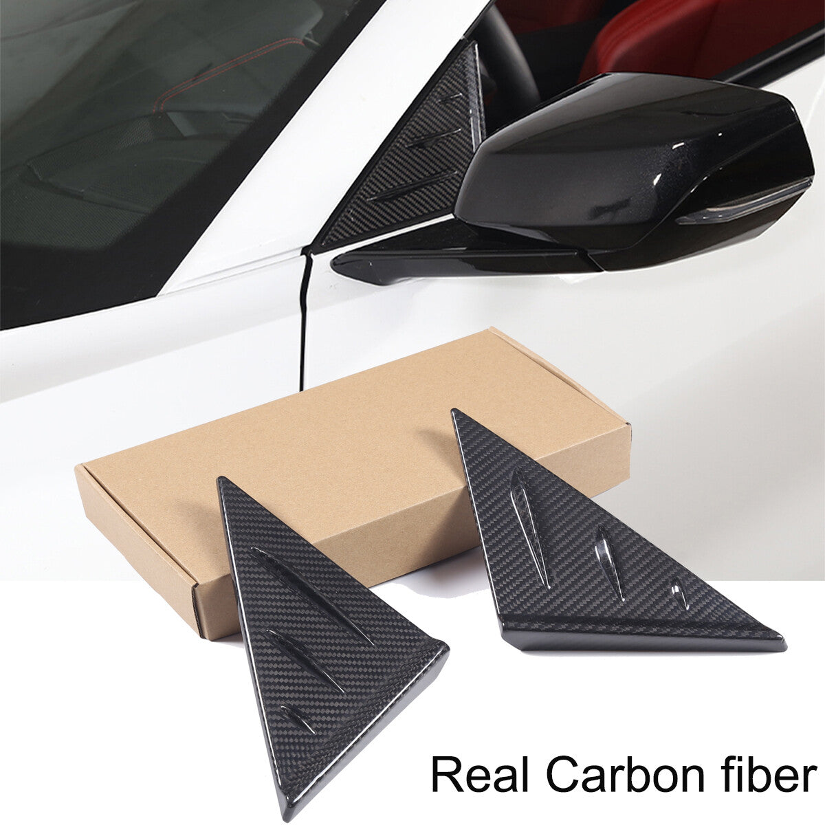 Real Carbon Window Triangle Cover Trim For Corvette C8 Stingray Z06 Z51 Exterior 2