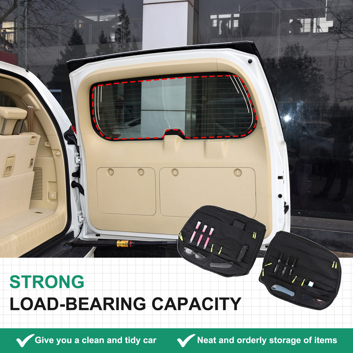 Tailgate Rear Door Cargo Trunk Storage Bag Organizer For Toyota Prado FJ150 2010 18