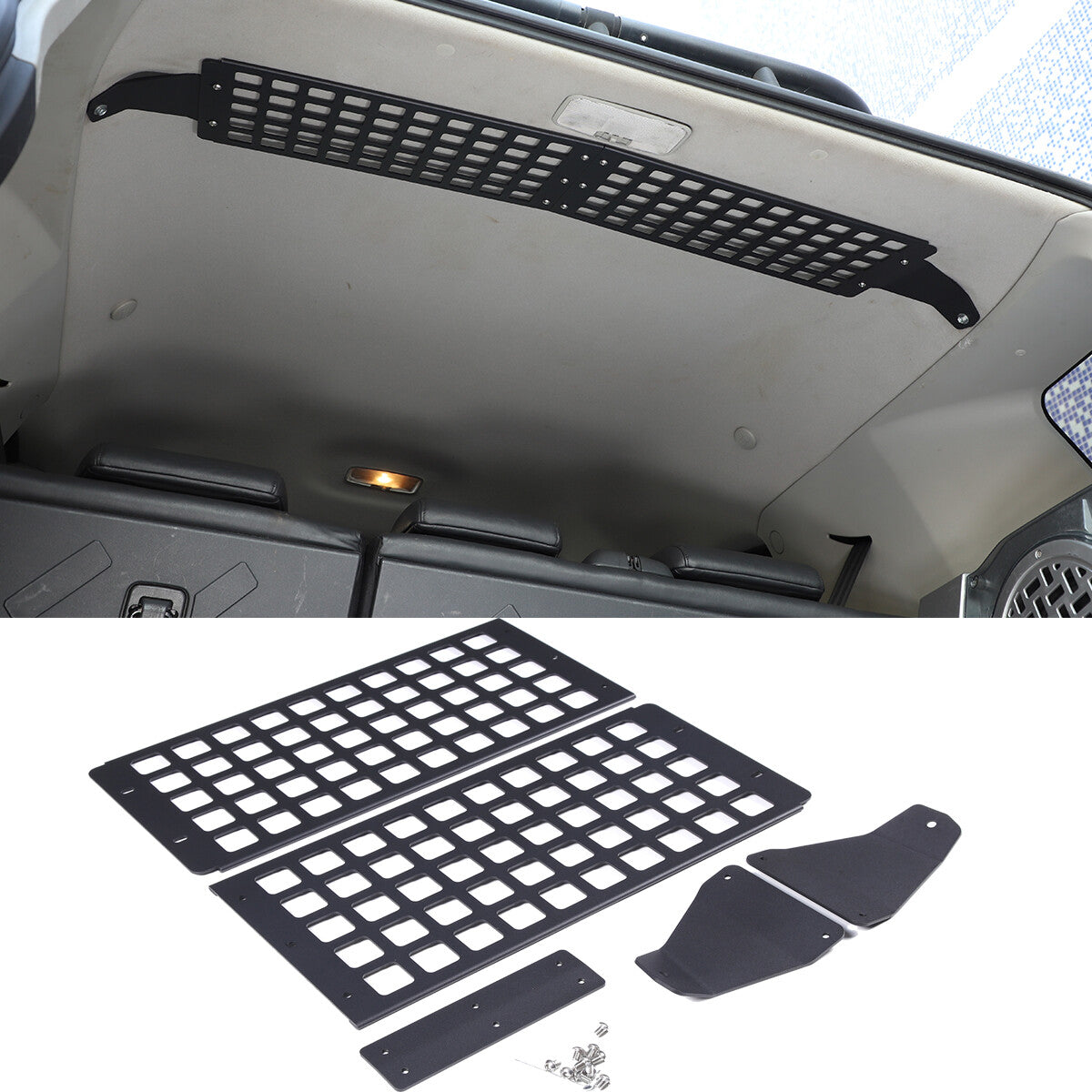 Black Alloy Trunk Roof Molle Storage Panel Rack For Toyota FJ Cruiser 2007-2021 1