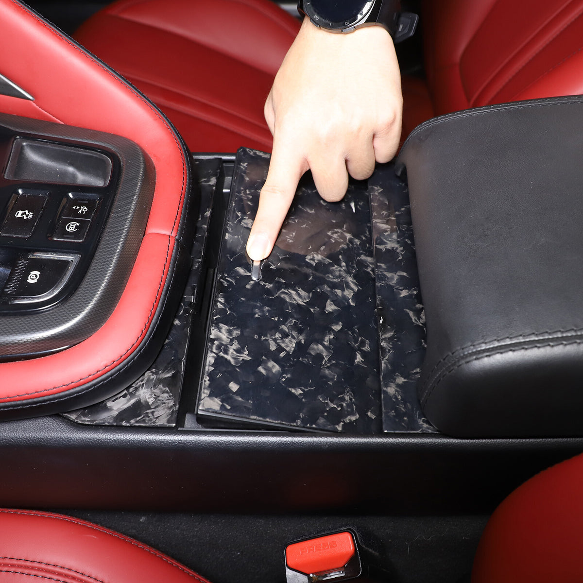 Forged Carbon Fiber Center Cup Holder Panel Trim For Jaguar F-TYPE 2013-2024 10