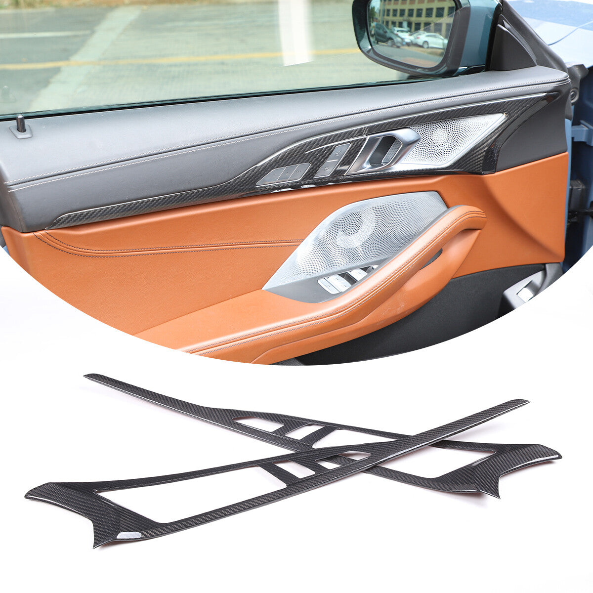 Carbon Fiber Door Handle Panel Trim Cover For BMW 8 Series 840i 850i 2019-22 1