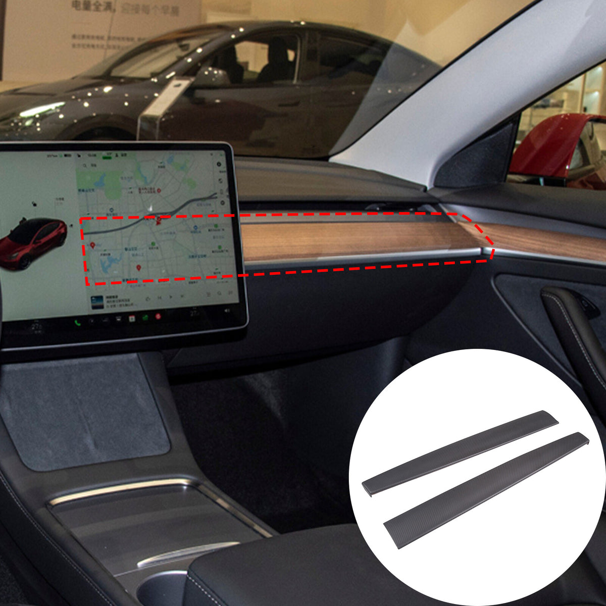 Matte Real Carbon Fiber Dashboard Panel Cover Trim For Tesla Model Y 3 2016-2022 2