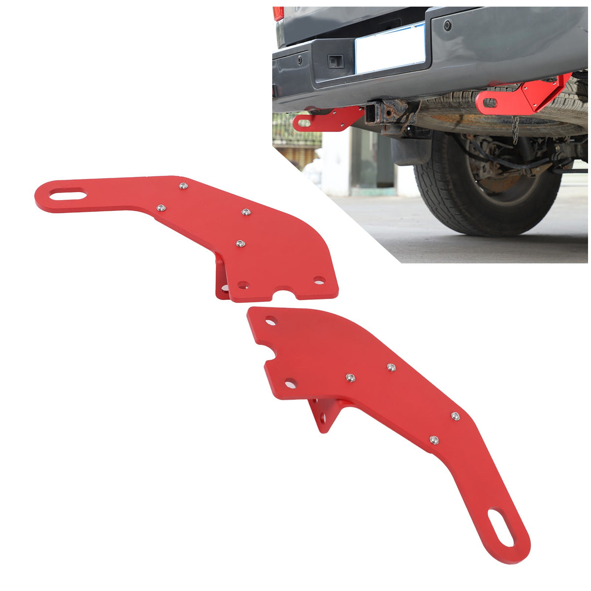 Red Steel Rear Bumper Left & Right Tow Hook Rescue For Nissan Titan 2016-23 2