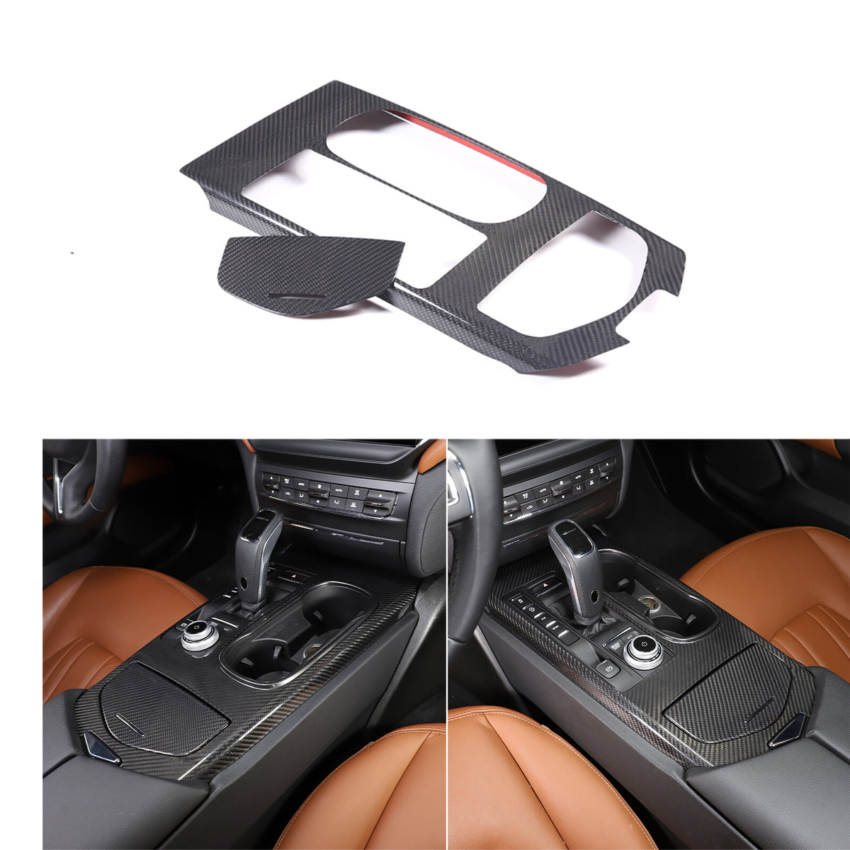 Center Control Gear Panel Trim Carbon Fiber Cover For Maserati Ghibli 2017-2023 9