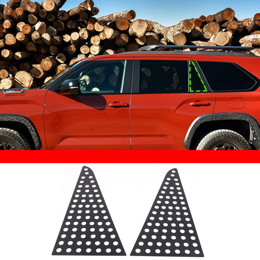 Alloy Rear Car Door Triangle Glass Cover Trim For Toyota Sequoia 2022-24 2
