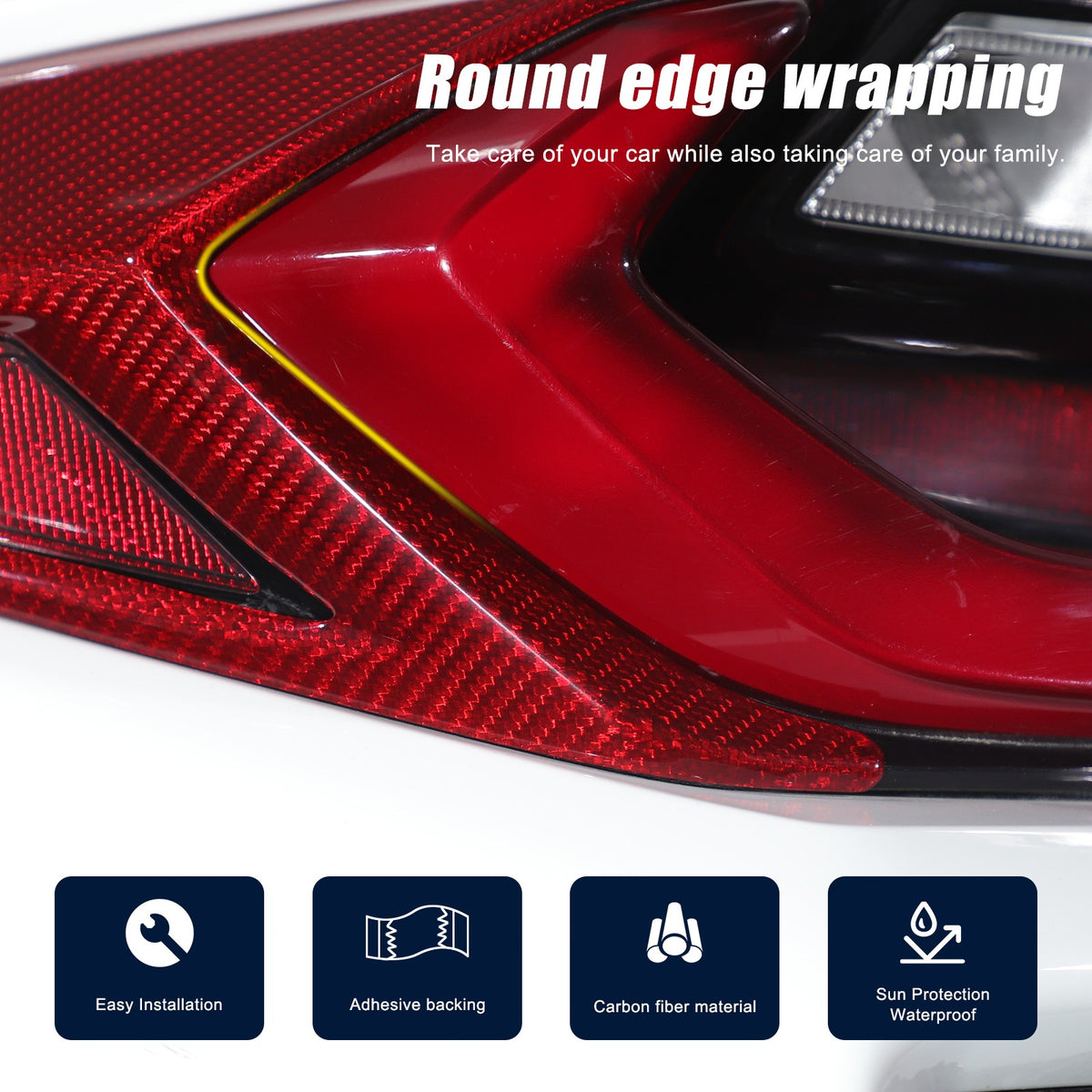 Red Real Carbon Fiber Rear Tail Light Side Trim For Corvette C8 2020+ 11