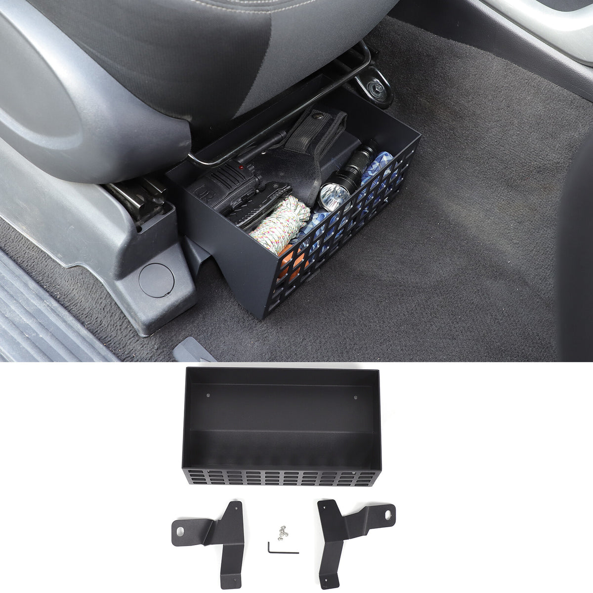Aluminum Under Passenger Seat Storage Basket For Nissan Titan H61 2016-2023 15