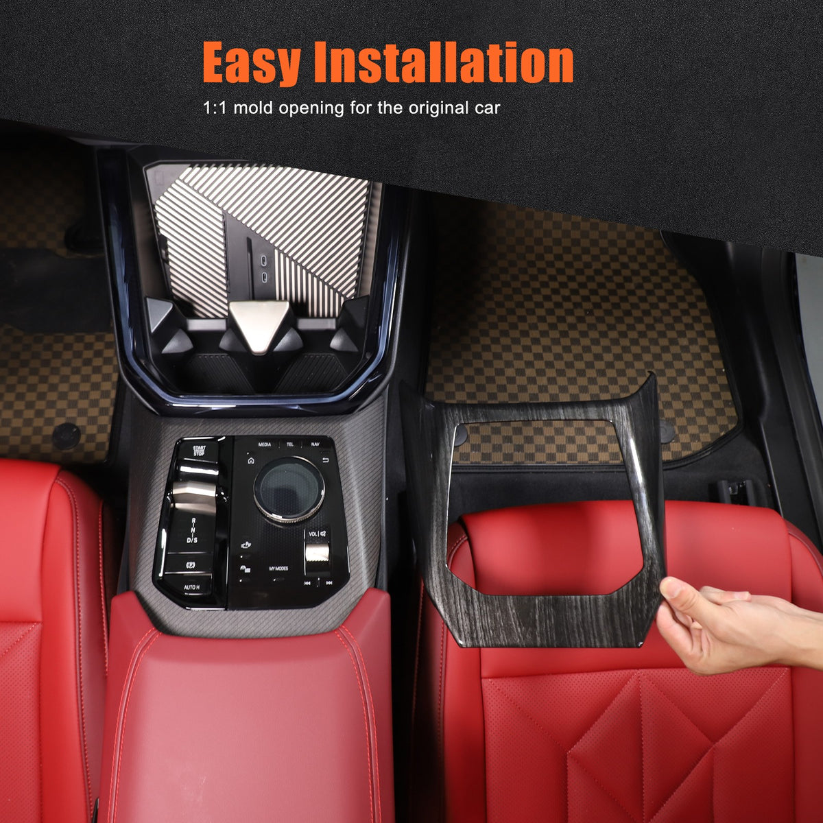 ABS Black Wood Grain Center Console Gear Shift Trim Cover For BMW X3 G45 2025+ 3