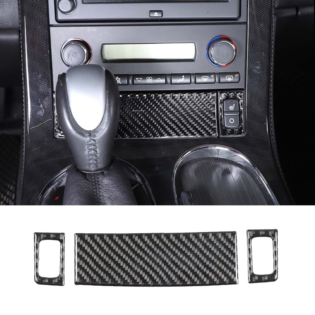 10PCS Real Carbon Fiber Full Center Console GPS Sticker Trim Set For corvette C6 7
