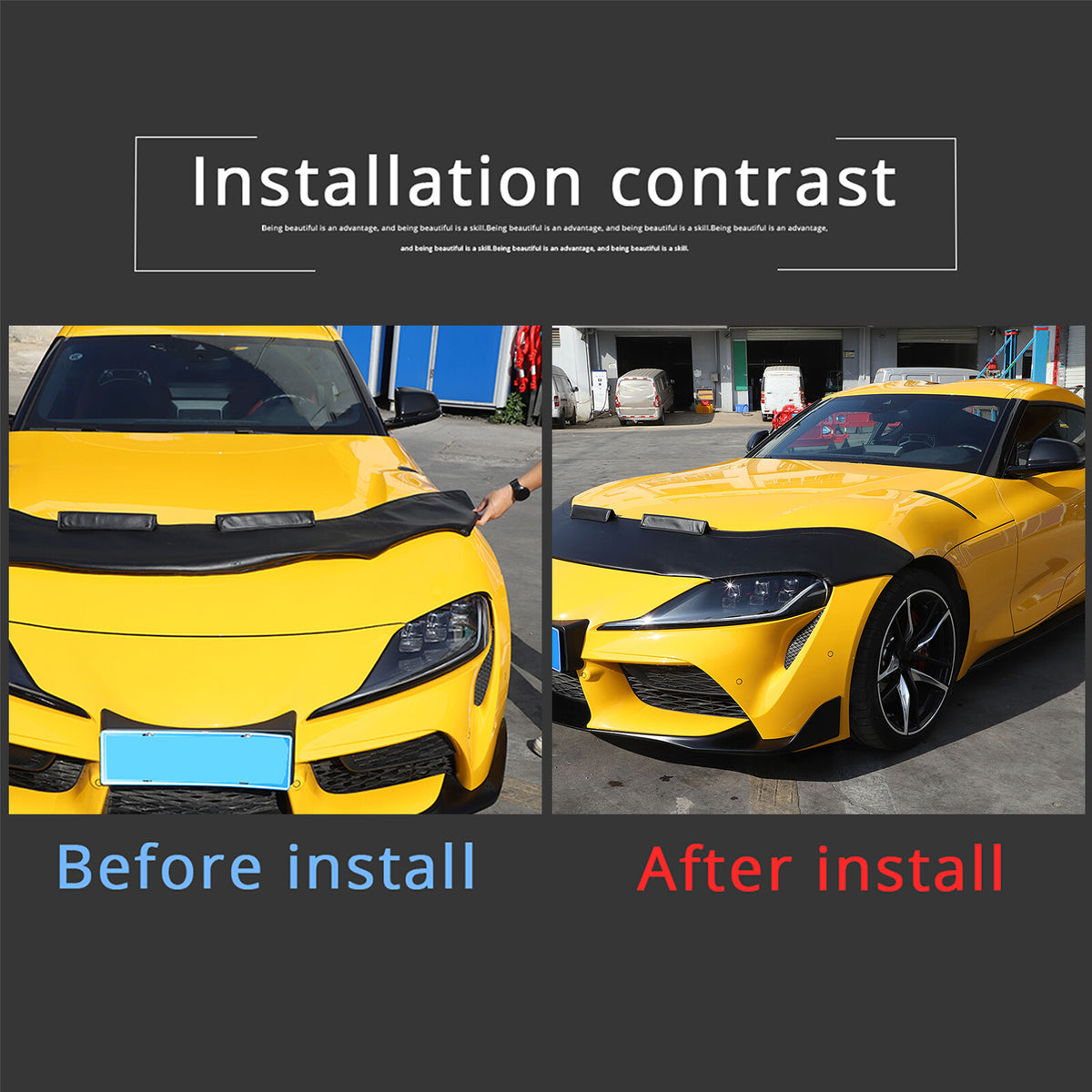 Black Hood Sand Guard Protection Forming Cover For Toyota Supra 2019-2022 US 14